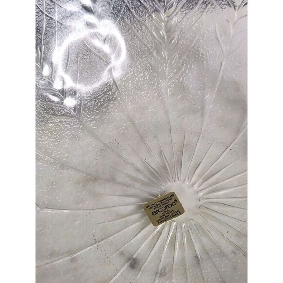 Arcoroc Durand Country Wheat Design 3 pc Chip and Dip Set Original Vintage Clear - Picture 8 of 11